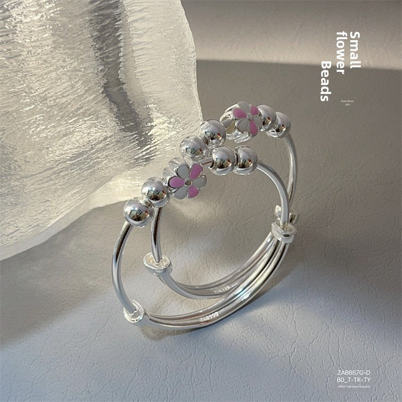 Chinese flower bell sterling silver bracelet - jewelry - weilin.com