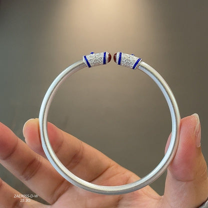 Chinese French enamel stick sterling silver bracelet - jewelry - weilin.com