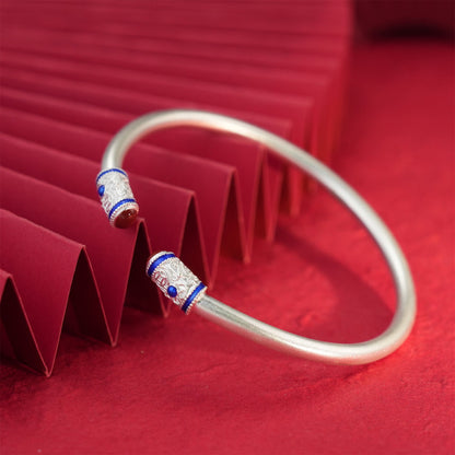 Chinese French enamel stick sterling silver bracelet - jewelry - weilin.com