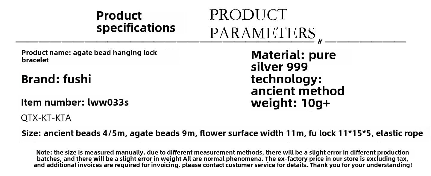 Chinese Good Luck Charm Agate Silver Bead Bracelet - jewelry - weilin.com