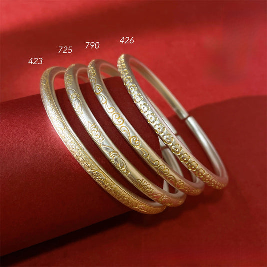 Chinese heart - shaped stick sterling silver bracelet - jewelry - weilin.com