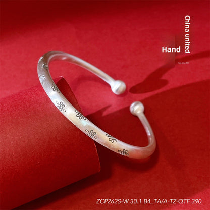 Chinese knot pattern sterling silver bracelet - jewelry - weilin.com