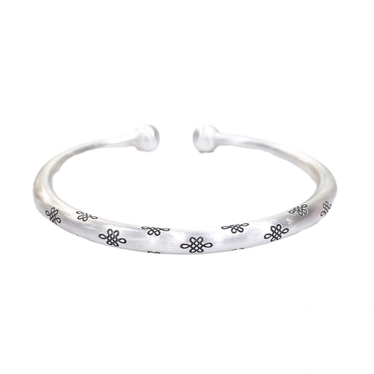 Chinese knot pattern sterling silver bracelet - jewelry - weilin.com