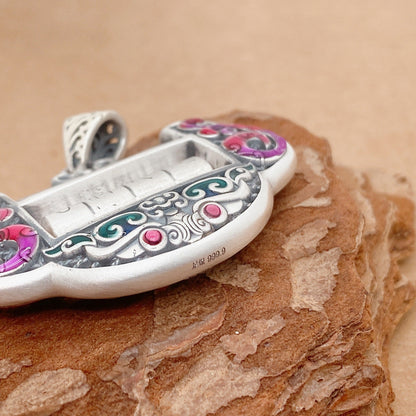 Chinese longevity lock sterling silver pendant - jewelry - weilin.com