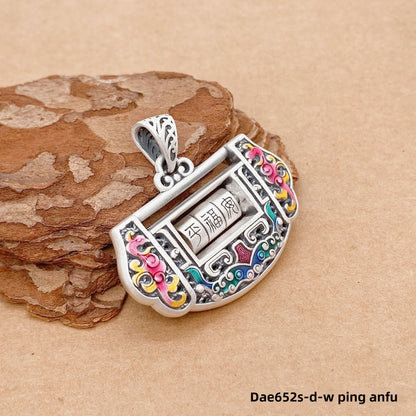 Chinese longevity lock sterling silver pendant - jewelry - weilin.com