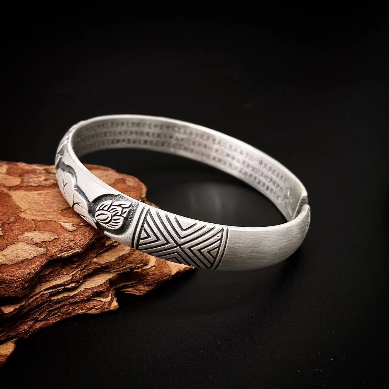 Chinese Lotus Leaf Sterling Silver Bracelet - jewelry - weilin.com