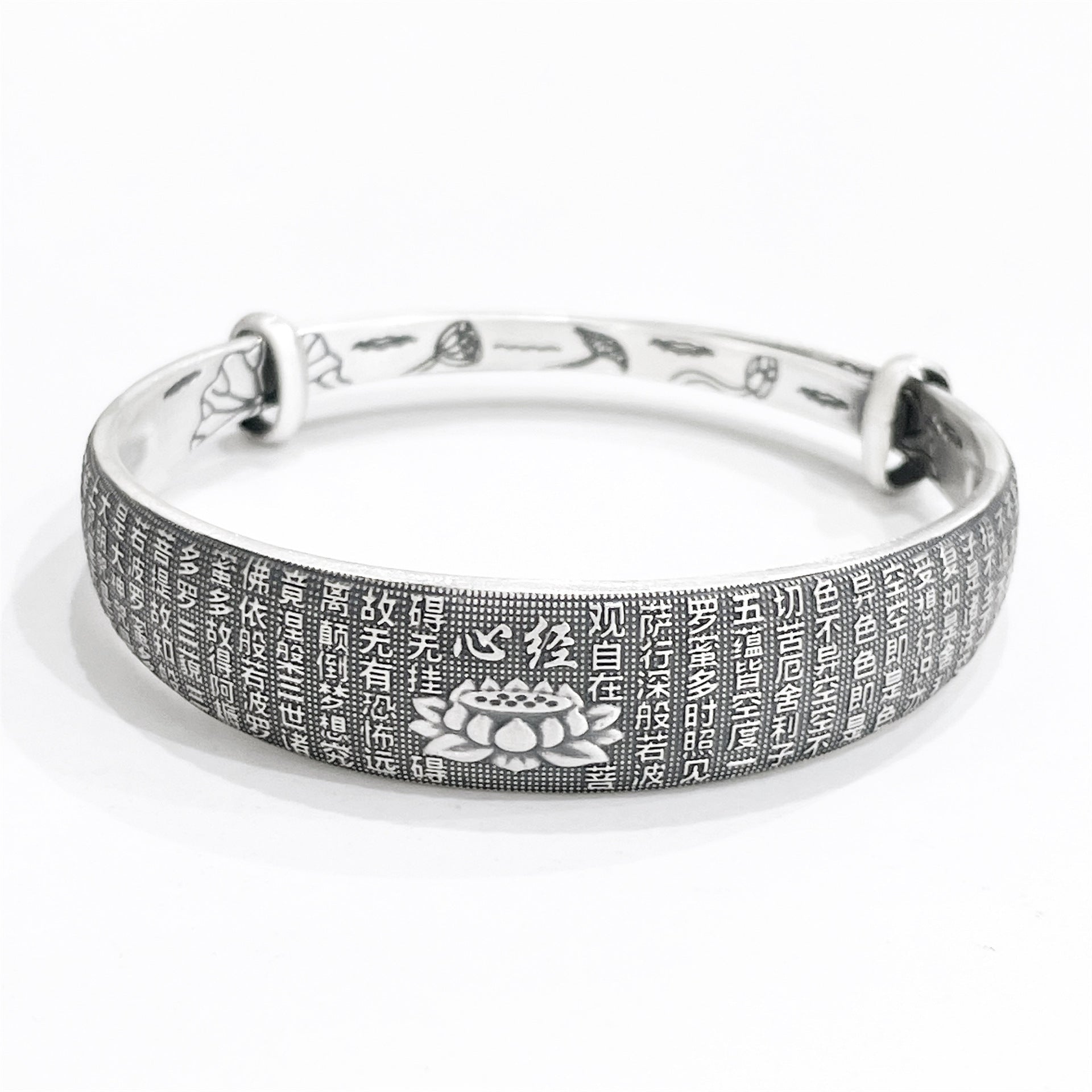 Chinese Lotus Sterling Silver Bracelet - jewelry - weilin.com