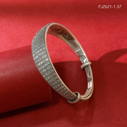 Chinese Lotus Sterling Silver Bracelet - jewelry - weilin.com