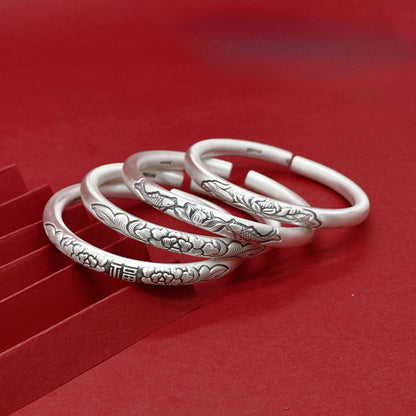Chinese Lotus Stick Sterling Silver Bracelet - jewelry - weilin.com