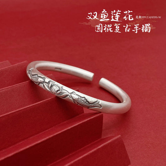 Chinese Lotus Stick Sterling Silver Bracelet - jewelry - weilin.com