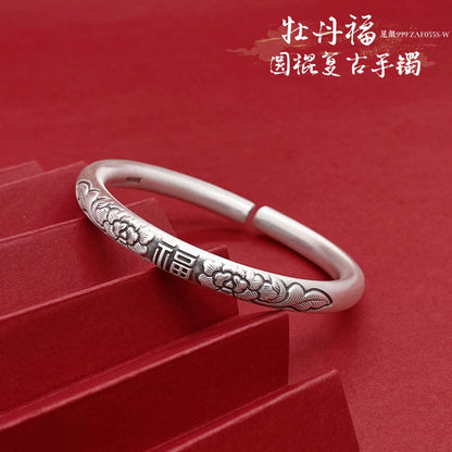 Chinese Lotus Stick Sterling Silver Bracelet - jewelry - weilin.com