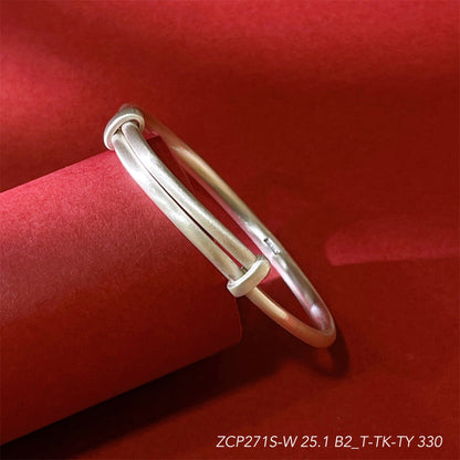 Chinese Lucky Cloud Round Belly Sterling Silver Bracelet - jewelry - weilin.com