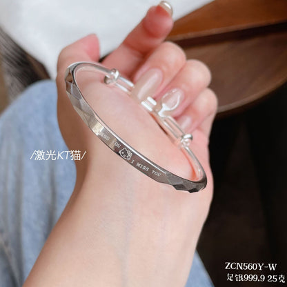 Chinese Lucky Four Leaf Clover Sterling Silver Bracelet - jewelry - weilin.com