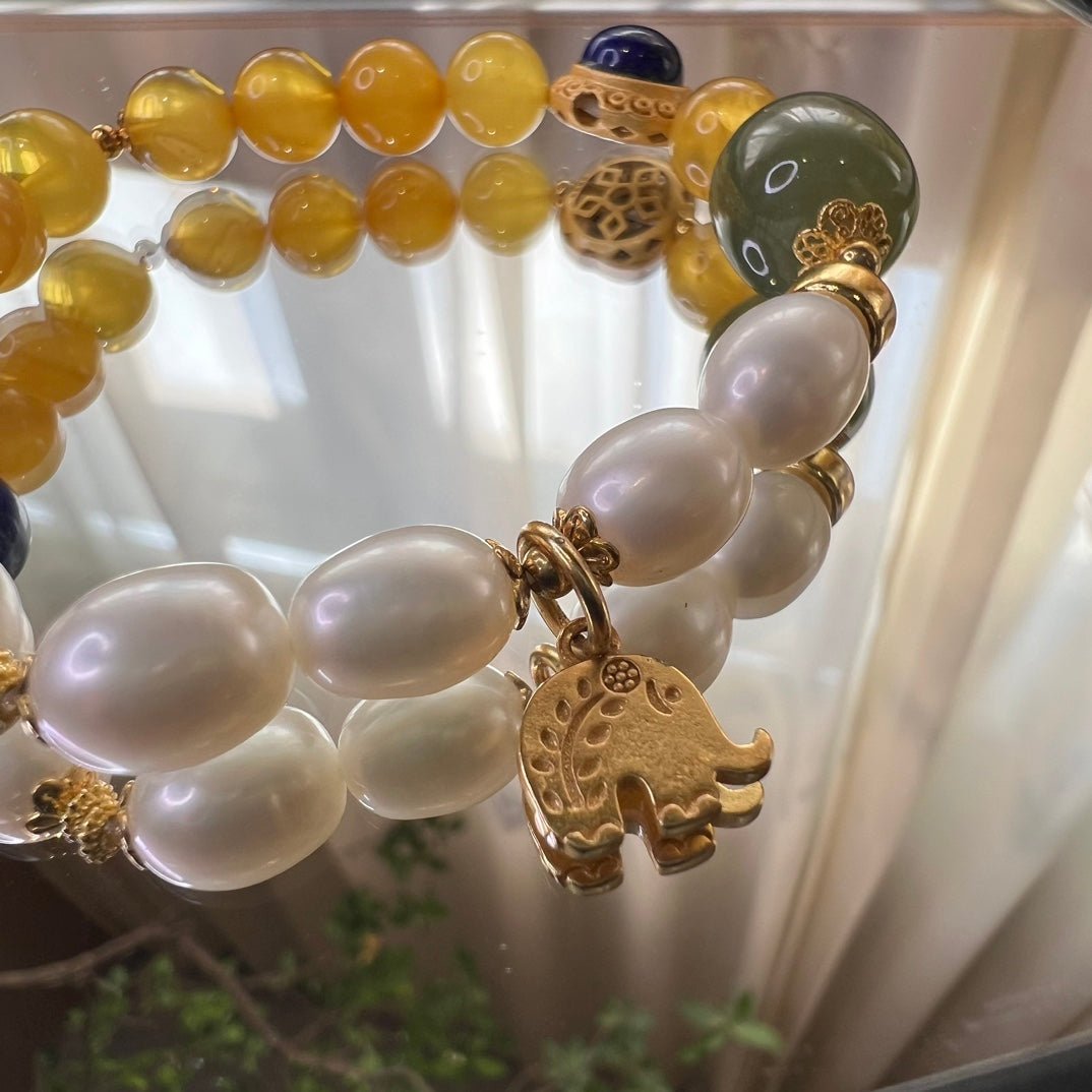 Chinese mandarin duck pearl beeswax bracelet - jewelry - weilin.com