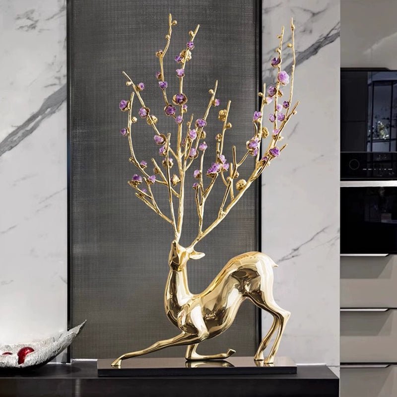 Chinese natural crystal lucky deer blossom sika deer decorative ornaments - jewelry - weilin.com