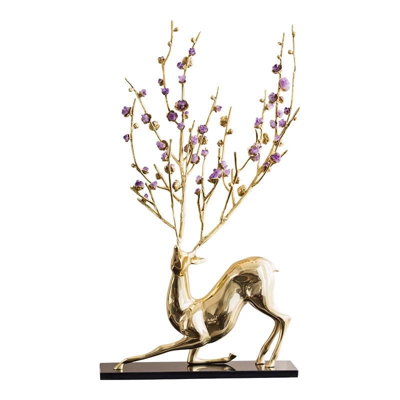 Chinese natural crystal lucky deer blossom sika deer decorative ornaments - jewelry - weilin.com