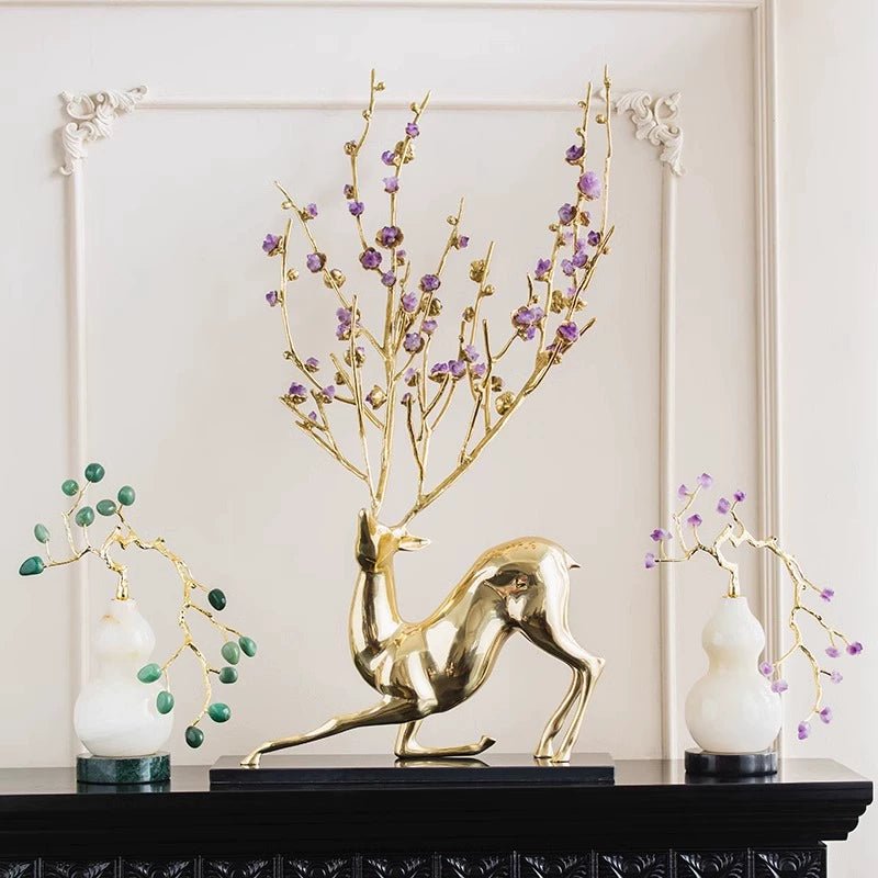 Chinese natural crystal lucky deer blossom sika deer decorative ornaments - jewelry - weilin.com