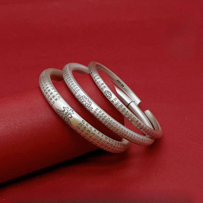 Chinese niche round stick sterling silver bracelet - jewelry - weilin.com