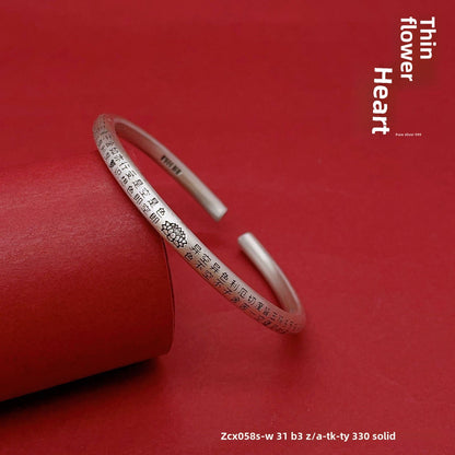 Chinese niche round stick sterling silver bracelet - jewelry - weilin.com
