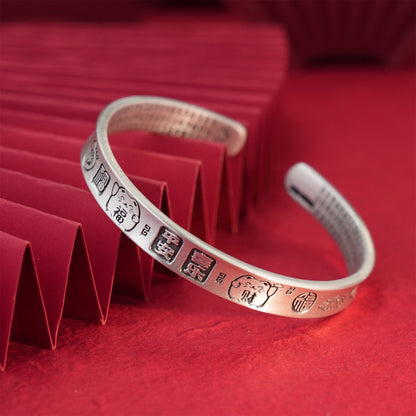 Chinese Peace and Joy Sterling Silver Bracelet - jewelry - weilin.com