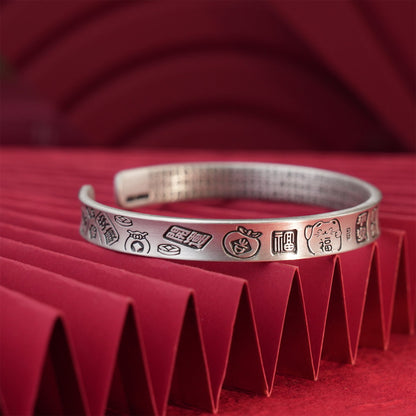 Chinese Peace and Joy Sterling Silver Bracelet - jewelry - weilin.com