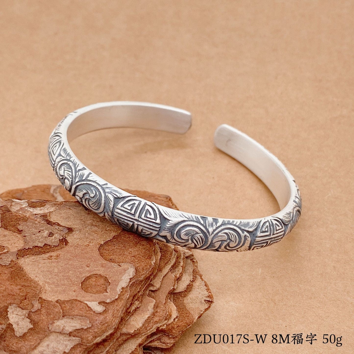 Chinese Phoenix Flower Sterling Silver Bracelet - jewelry - weilin.com