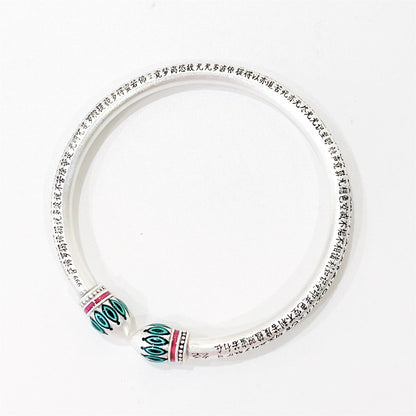 Chinese Scripture Beads Sterling Silver Bracelet - jewelry - weilin.com