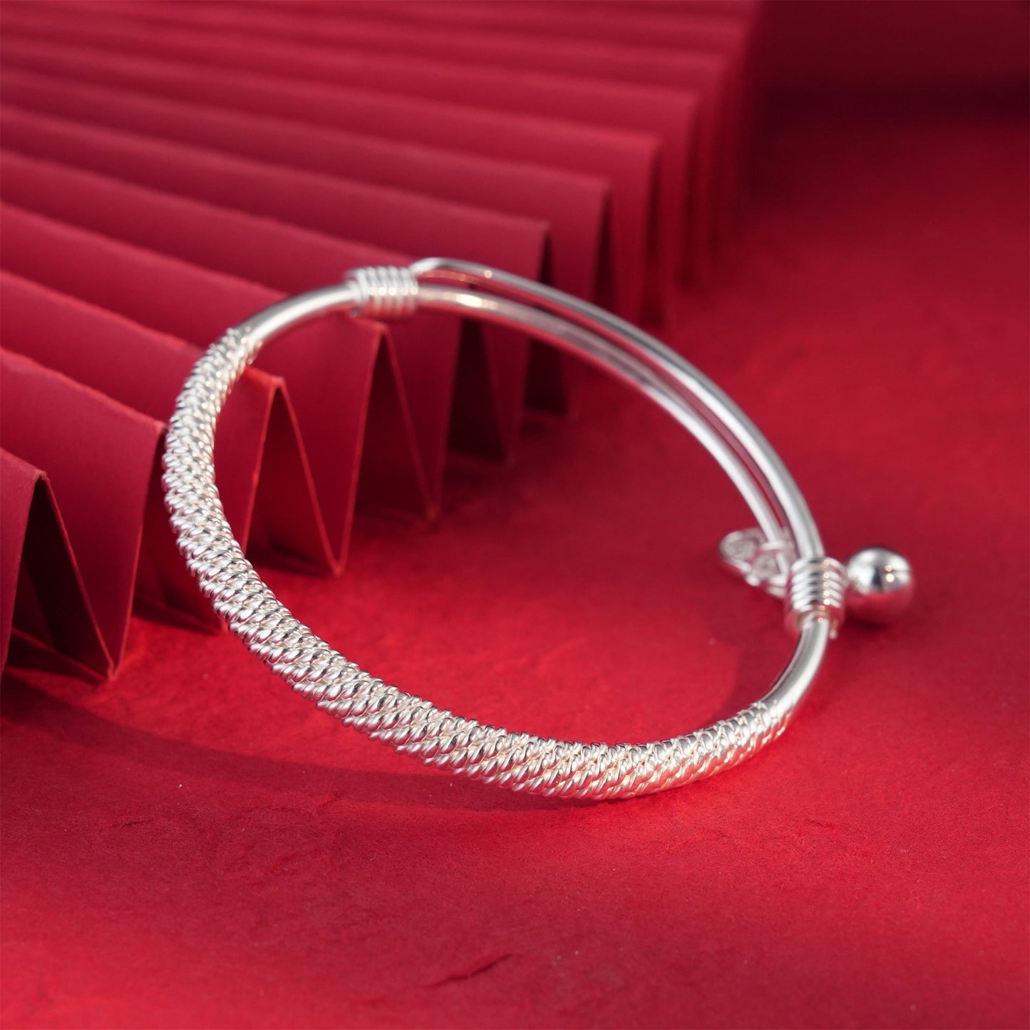 Chinese shiny fine wire braided sterling silver bracelet - jewelry - weilin.com
