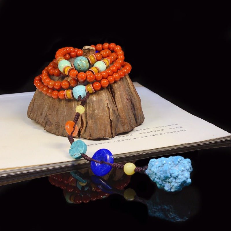 Chinese style 108 red pearl necklace - jewelry - weilin.com