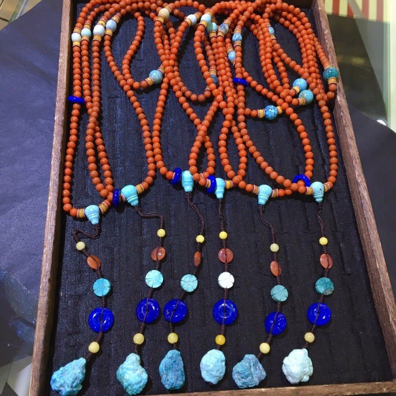 Chinese style 108 red pearl necklace - jewelry - weilin.com