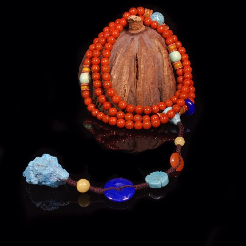 Chinese style 108 red pearl necklace - jewelry - weilin.com