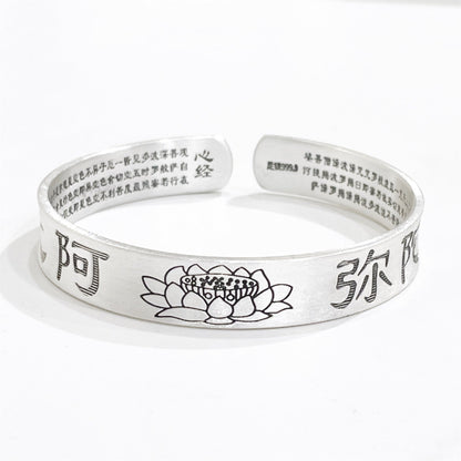 Chinese style Amitabha sterling silver bracelet - jewelry - weilin.com