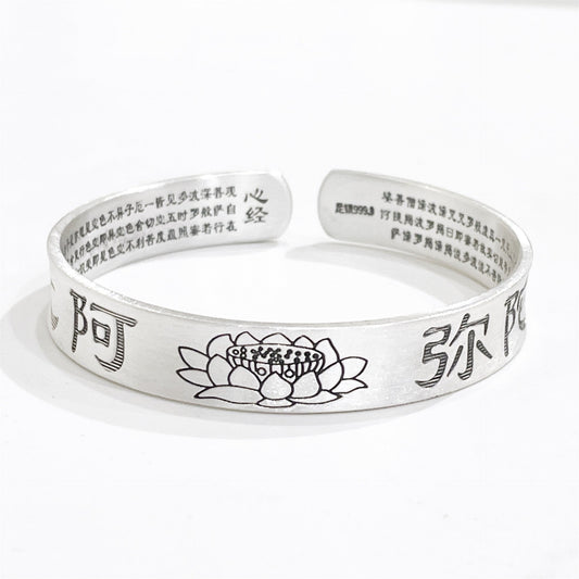 Chinese style Amitabha sterling silver bracelet - jewelry - weilin.com