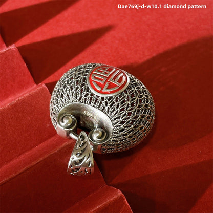 Chinese style ancient fat blessing sterling silver pendant - jewelry - weilin.com