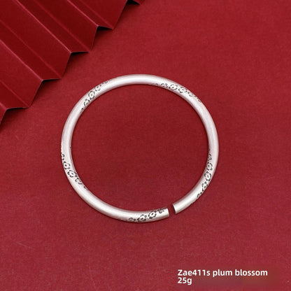 Chinese style auspicious cloud round stick sterling silver bracelet couple model - jewelry - weilin.com