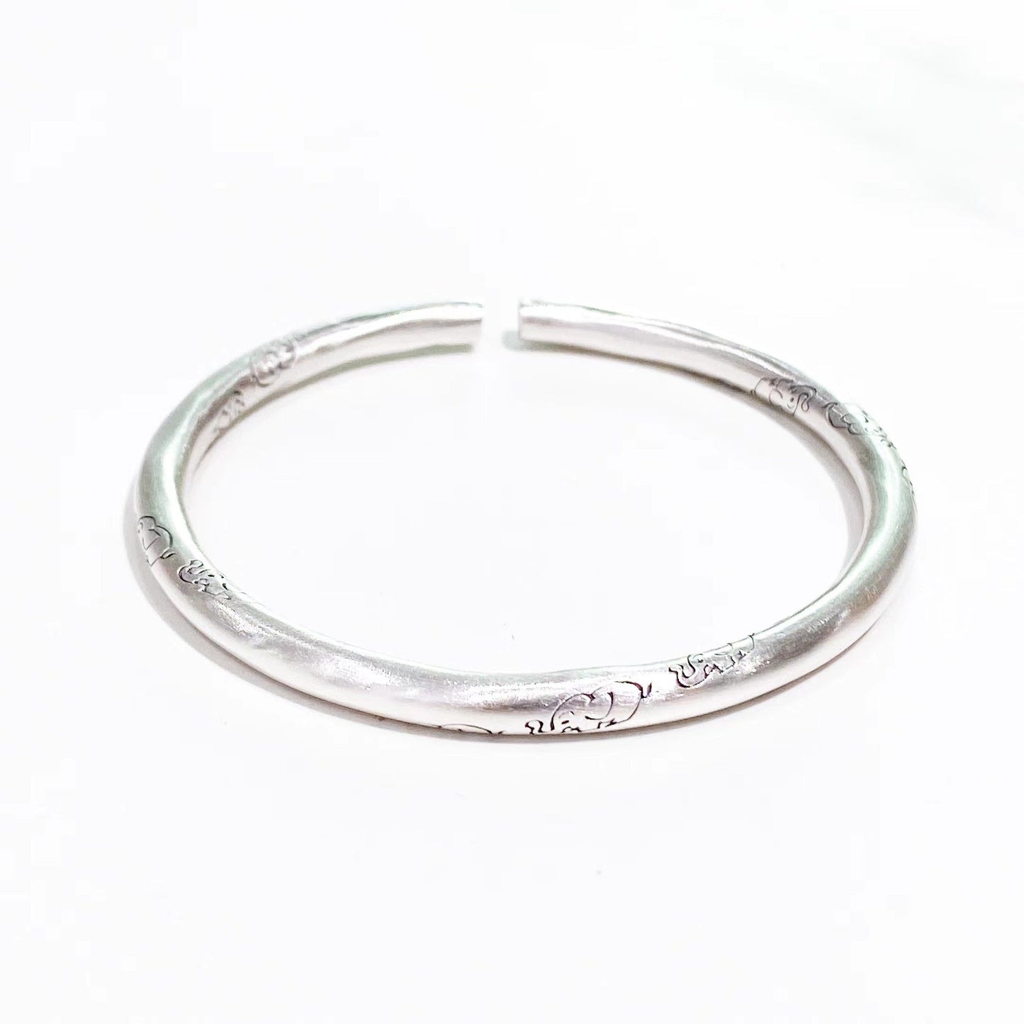 Chinese style auspicious cloud round stick sterling silver bracelet couple model - jewelry - weilin.com