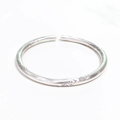 Chinese style auspicious cloud round stick sterling silver bracelet couple model - jewelry - weilin.com