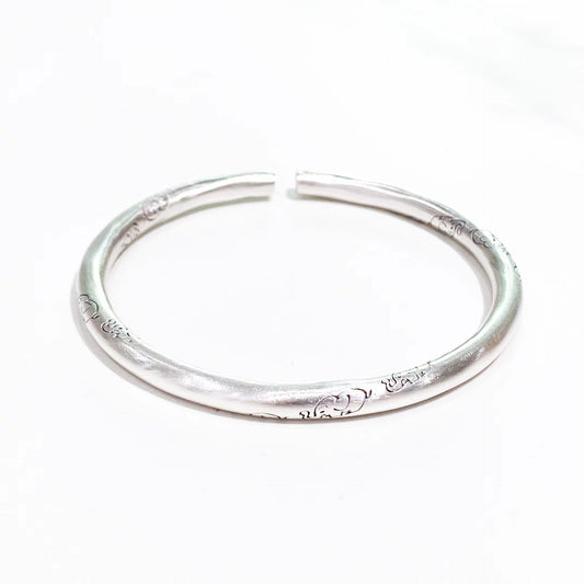 Chinese style auspicious cloud round stick sterling silver bracelet couple model - jewelry - weilin.com