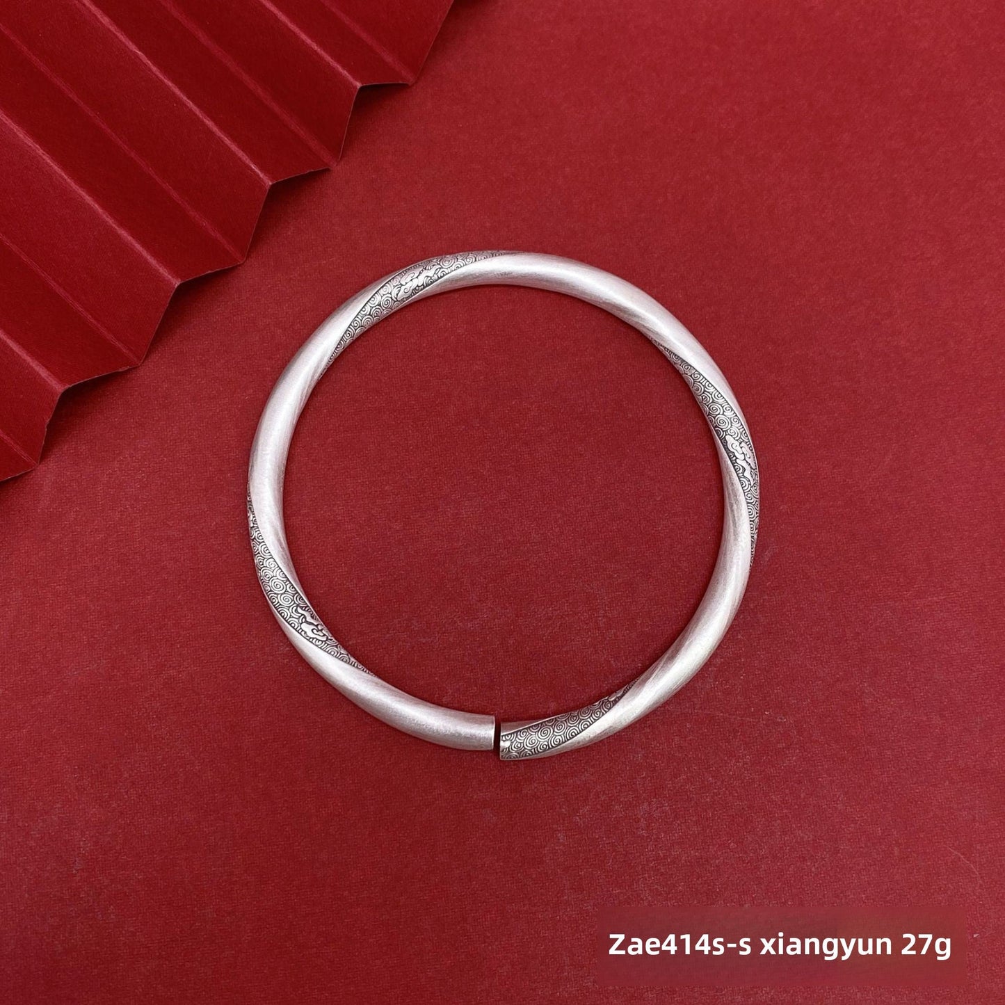 Chinese style auspicious cloud round stick sterling silver bracelet couple model - jewelry - weilin.com
