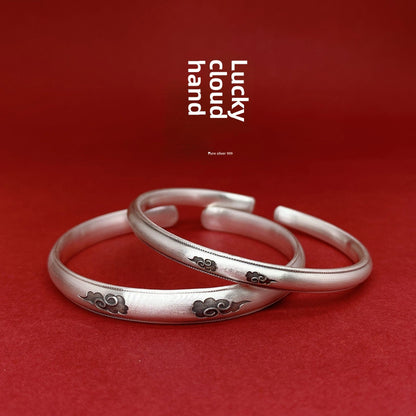 Chinese style auspicious cloud sterling silver bracelet - jewelry - weilin.com