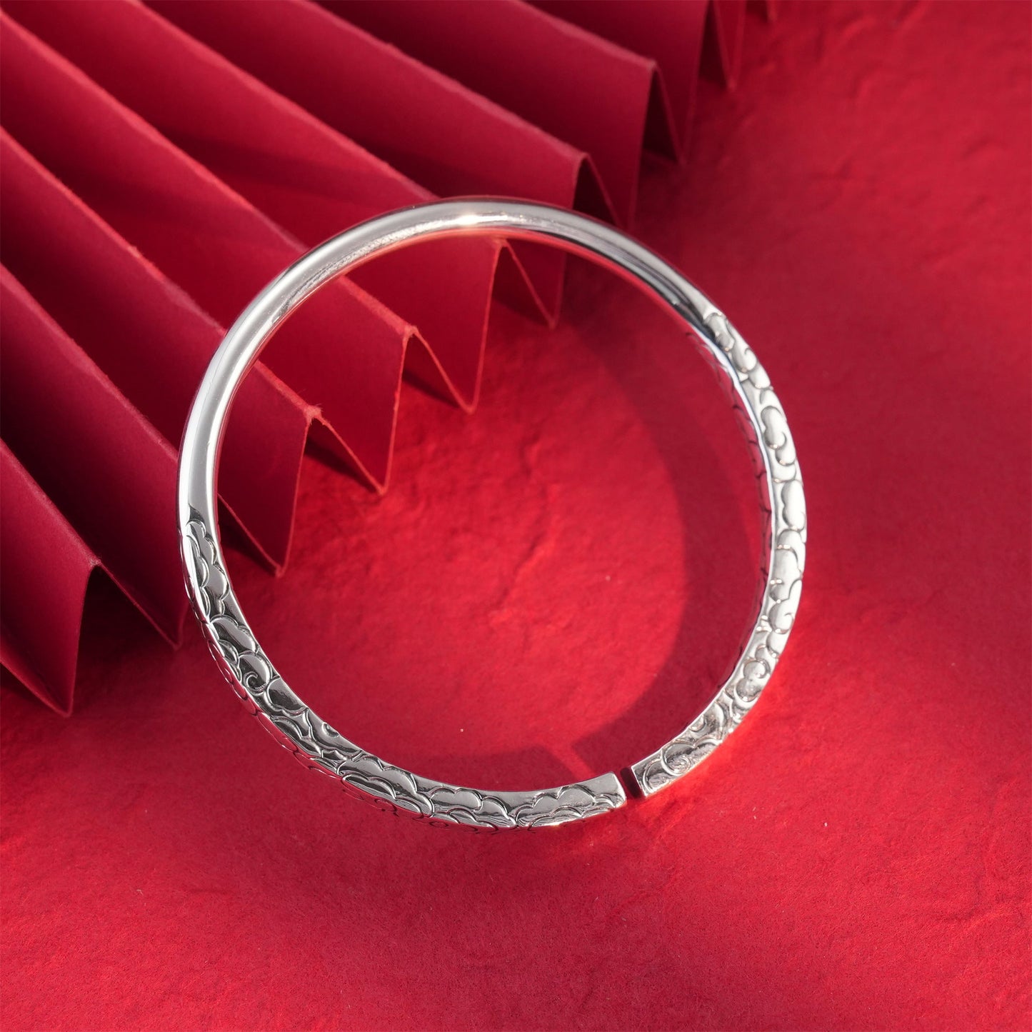 Chinese style auspicious cloud sterling silver bracelet - jewelry - weilin.com