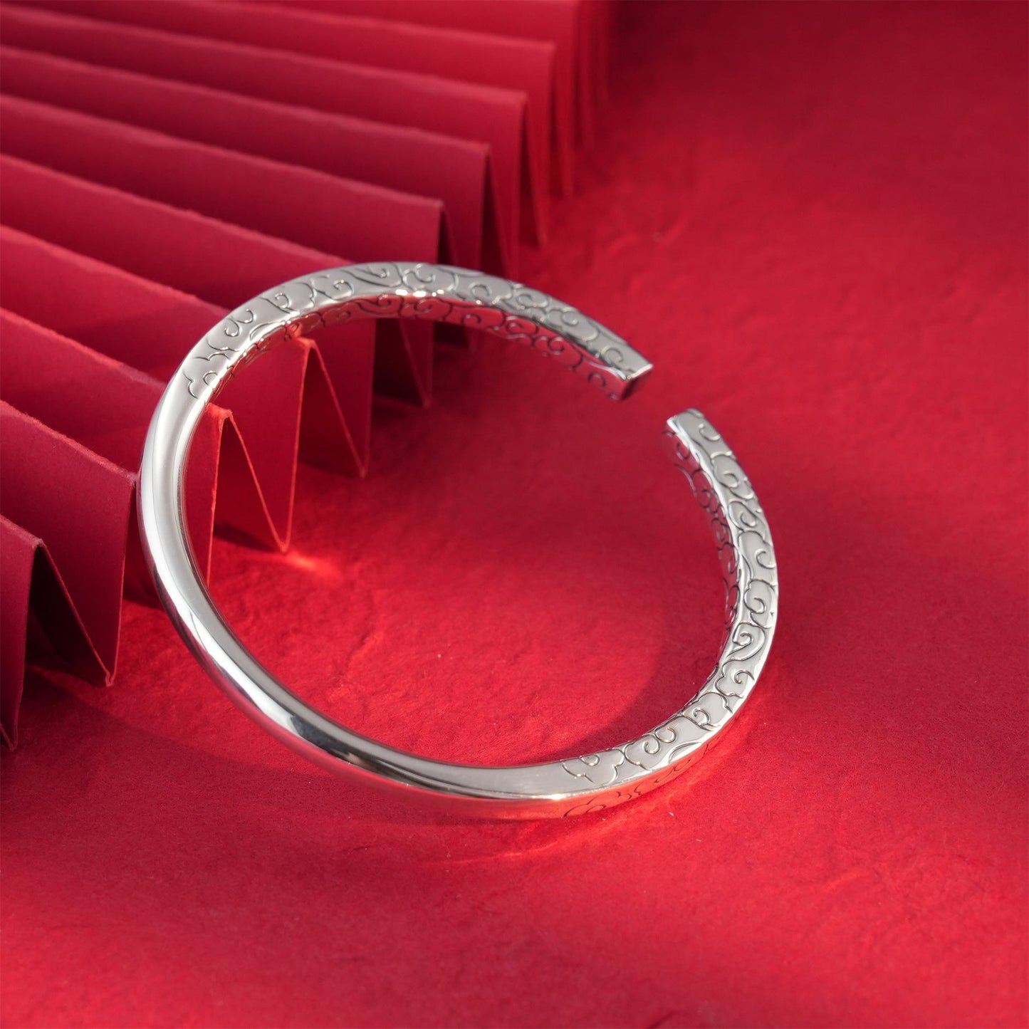 Chinese style auspicious cloud sterling silver bracelet - jewelry - weilin.com