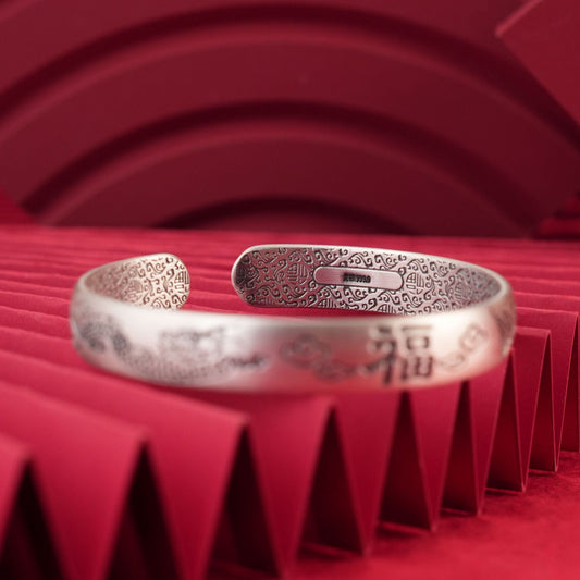 Chinese style auspicious cloud sterling silver bracelet - jewelry - weilin.com