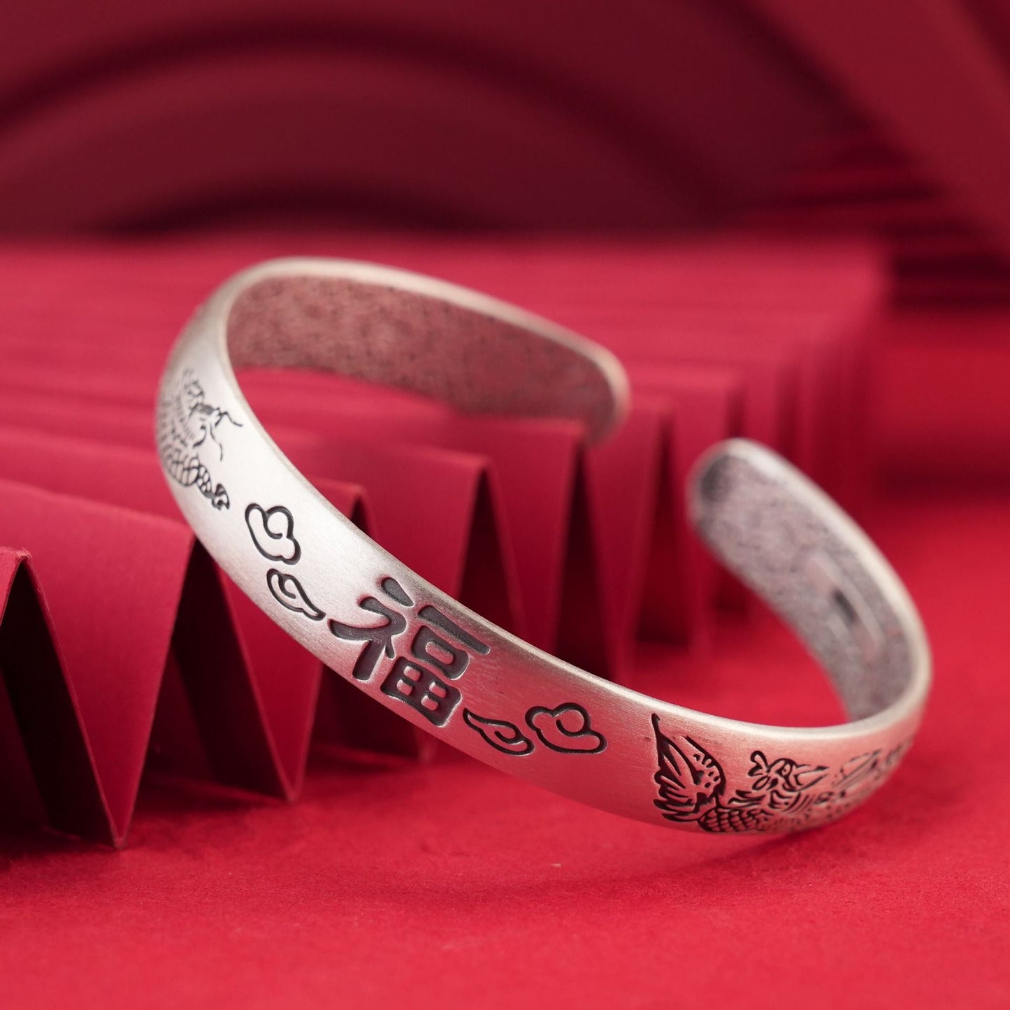 Chinese style auspicious cloud sterling silver bracelet - jewelry - weilin.com