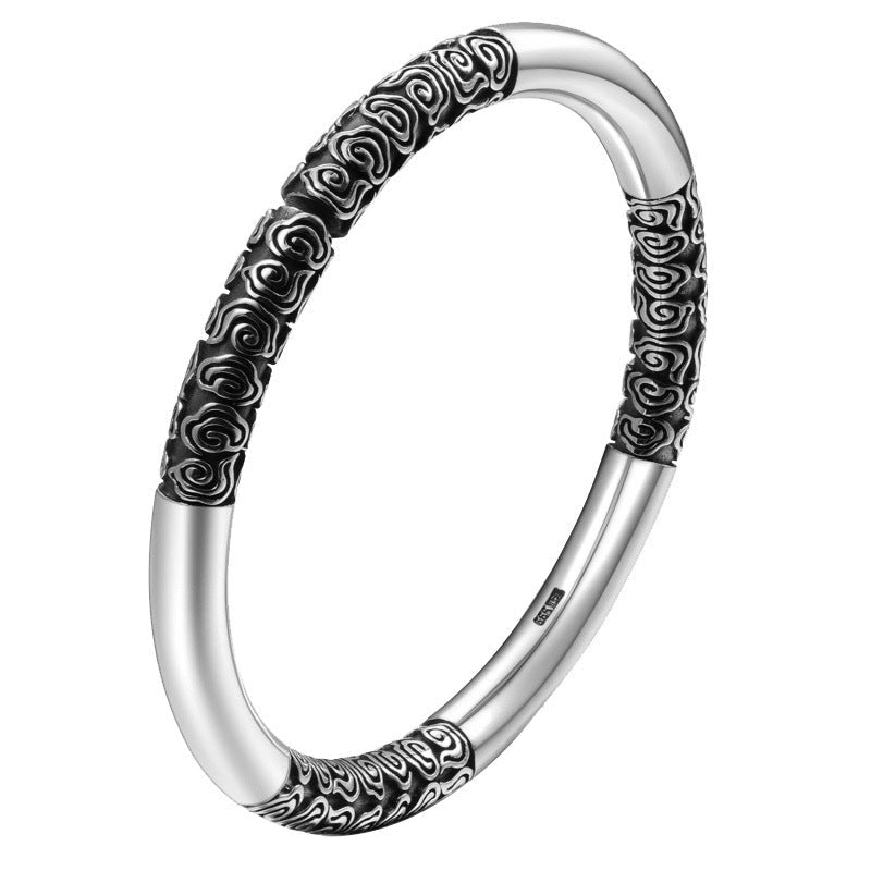 Chinese style auspicious cloud sterling silver bracelet - jewelry - weilin.com