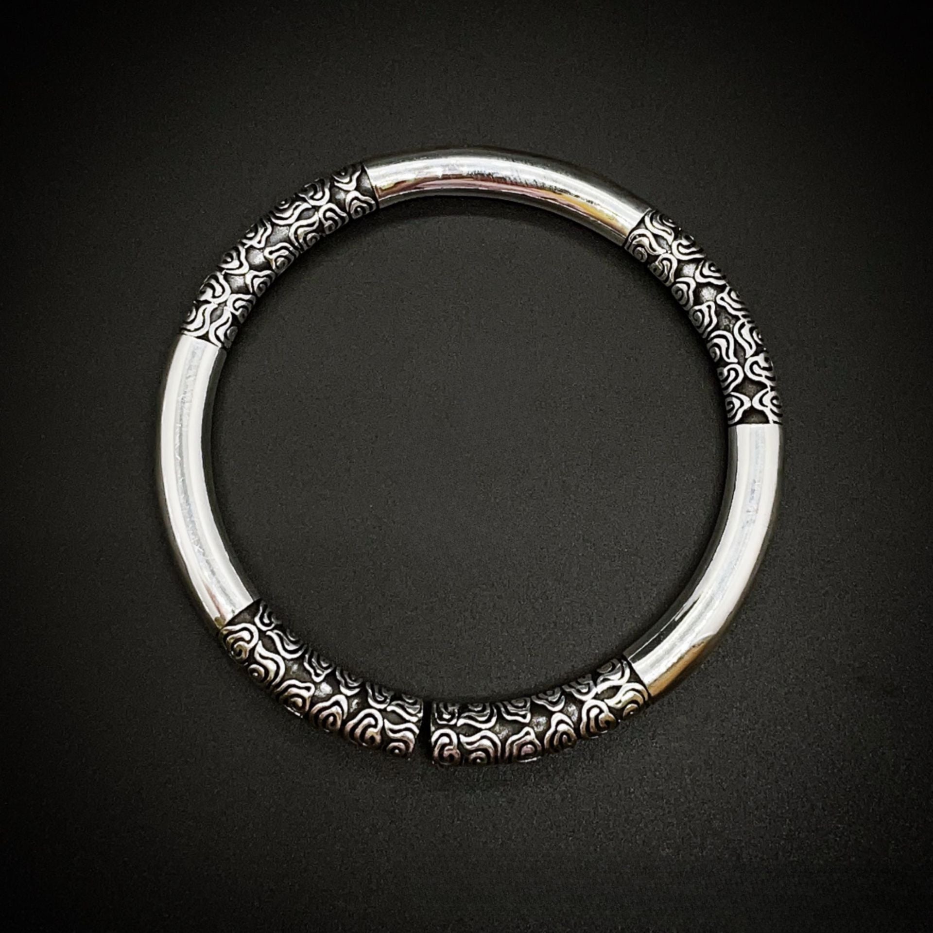 Chinese style auspicious cloud sterling silver bracelet - jewelry - weilin.com