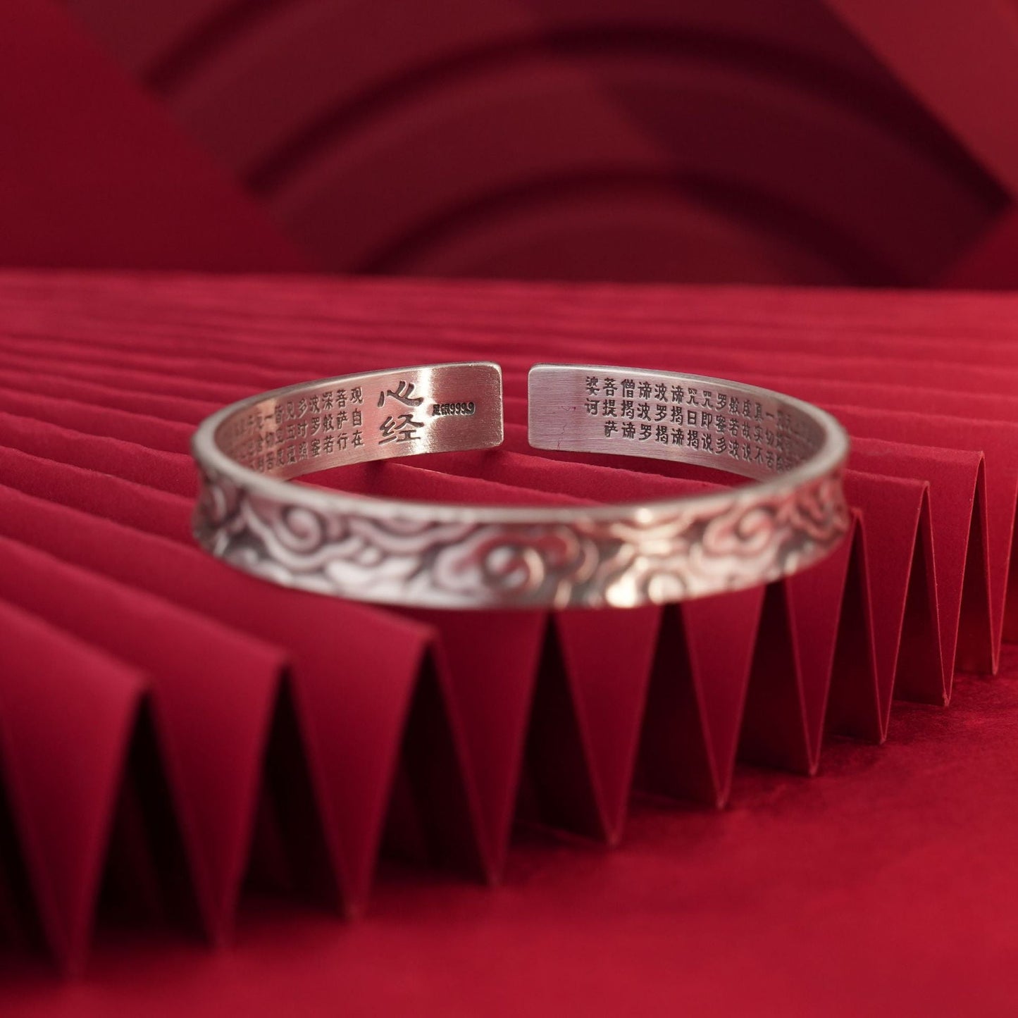 Chinese style auspicious cloud wide sterling silver bracelet - jewelry - weilin.com