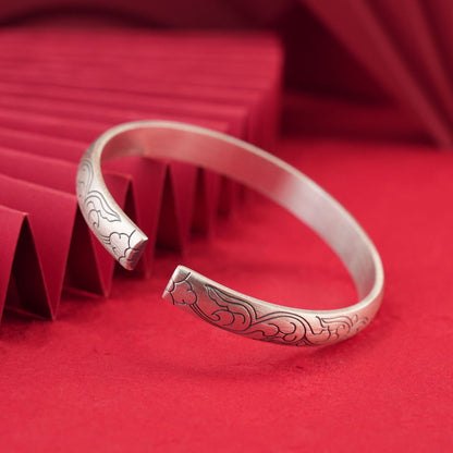 Chinese style auspicious cloud wide sterling silver bracelet - jewelry - weilin.com