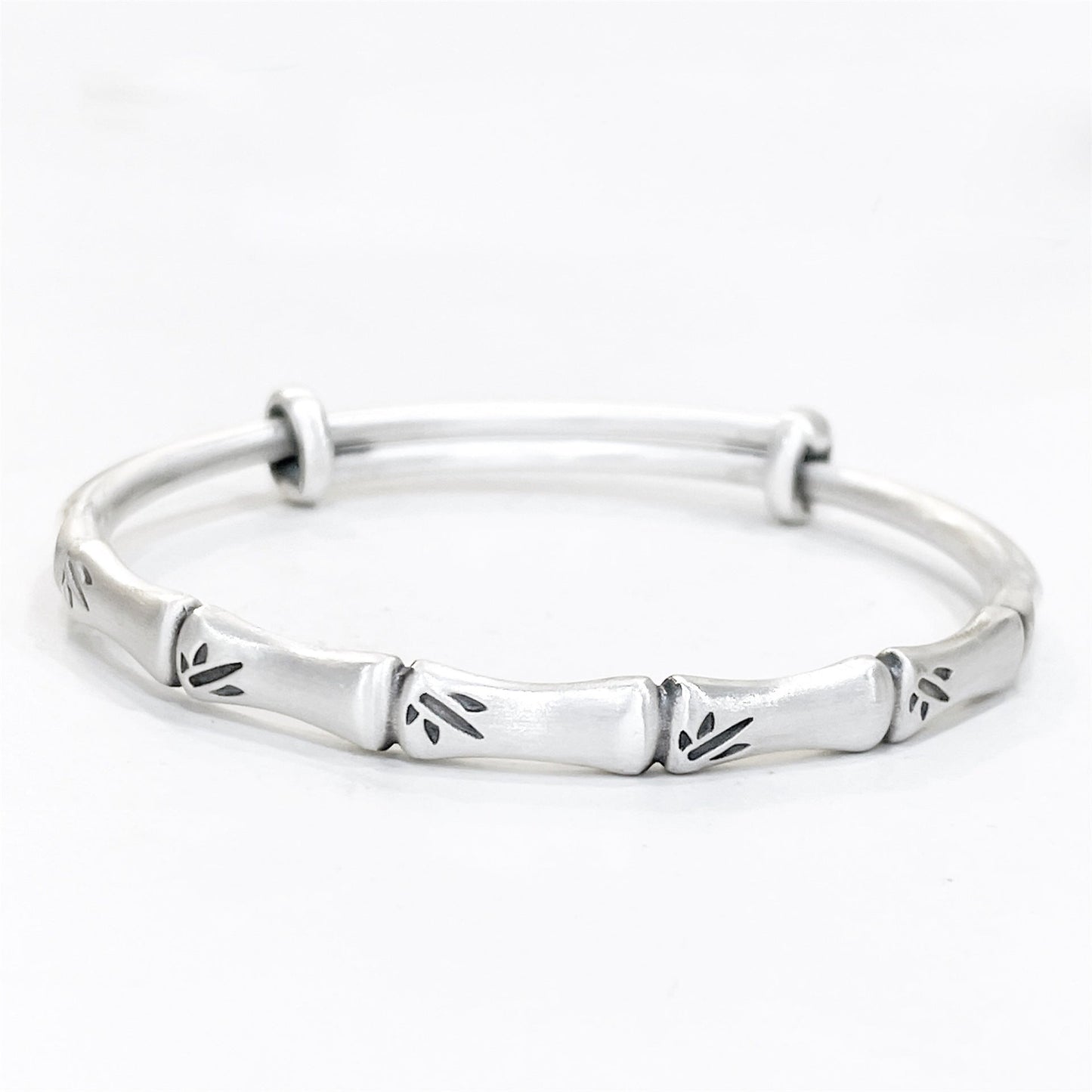 Chinese style bamboo leaf sterling silver bracelet - jewelry - weilin.com