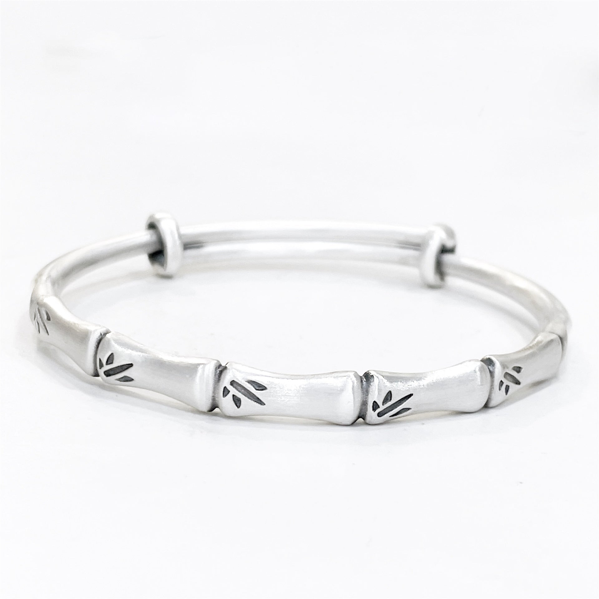 Chinese style bamboo leaf sterling silver bracelet - jewelry - weilin.com